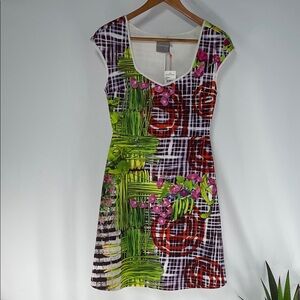 CLOVER CANYON ALINE NEOPRENE DRESS WITH ABSTRACT FTL-11-195